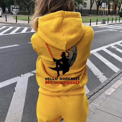 Hello Darkness My Old Friend Printed Back Unisex Cotton Hoodie