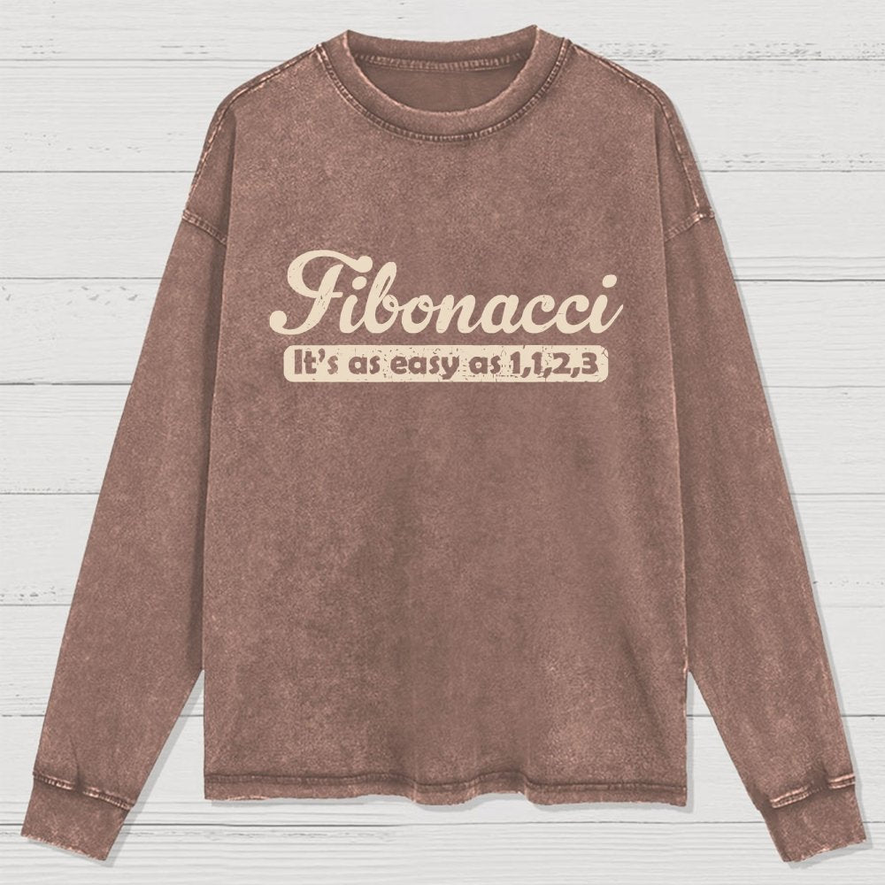 Fibonacci Funny Math Washed Long Sleeve Tee
