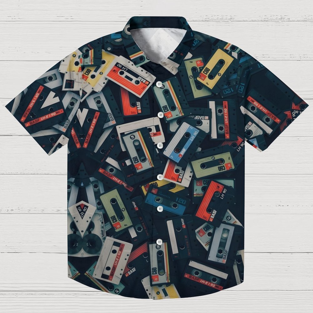 Vintage Audio Cassette Art Print Geek Hawaiian Shirt