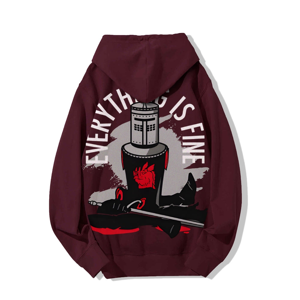 Everything Is Fine Printed Back Cotton Hoodie