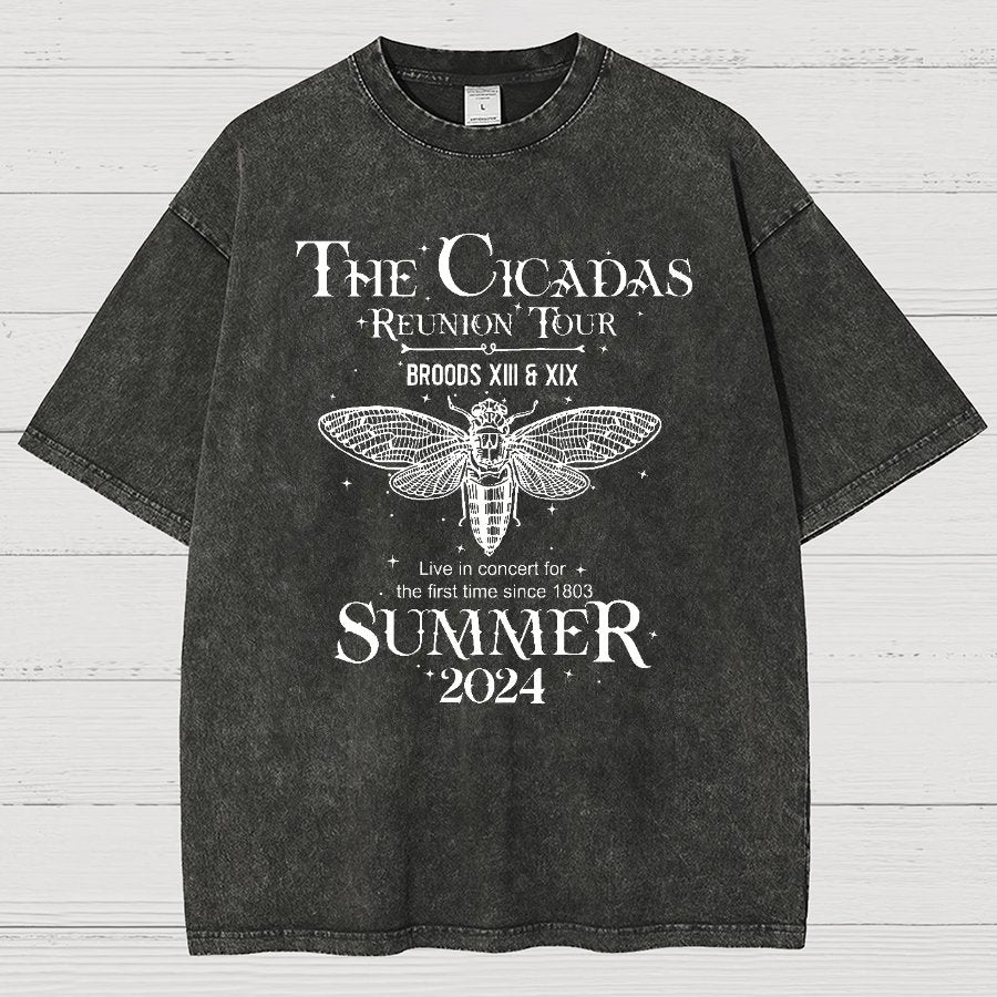The Cicada Reunion U.S Tour 2024 Cicada Vintage Distressed T-shirt
