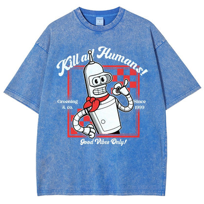 Kill All Humans Vintage Distressed T-shirt