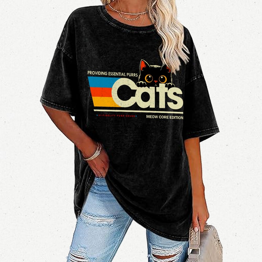 Retro Cats Vintage Distressed T-shirt