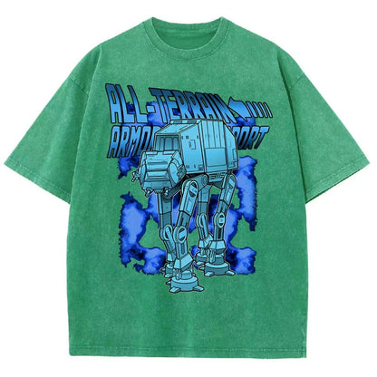 Mega Terrain Mecha Transport Vintage Distressed T-shirt