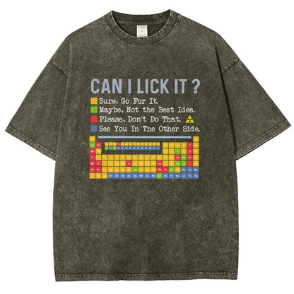 Can I Lick It Question Mark Periodic Table Of Elements Science Vintage Distressed T-shirt