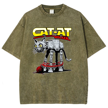 Funny Cat-at Walker,Cat Geeky Vintage Distressed T-shirt