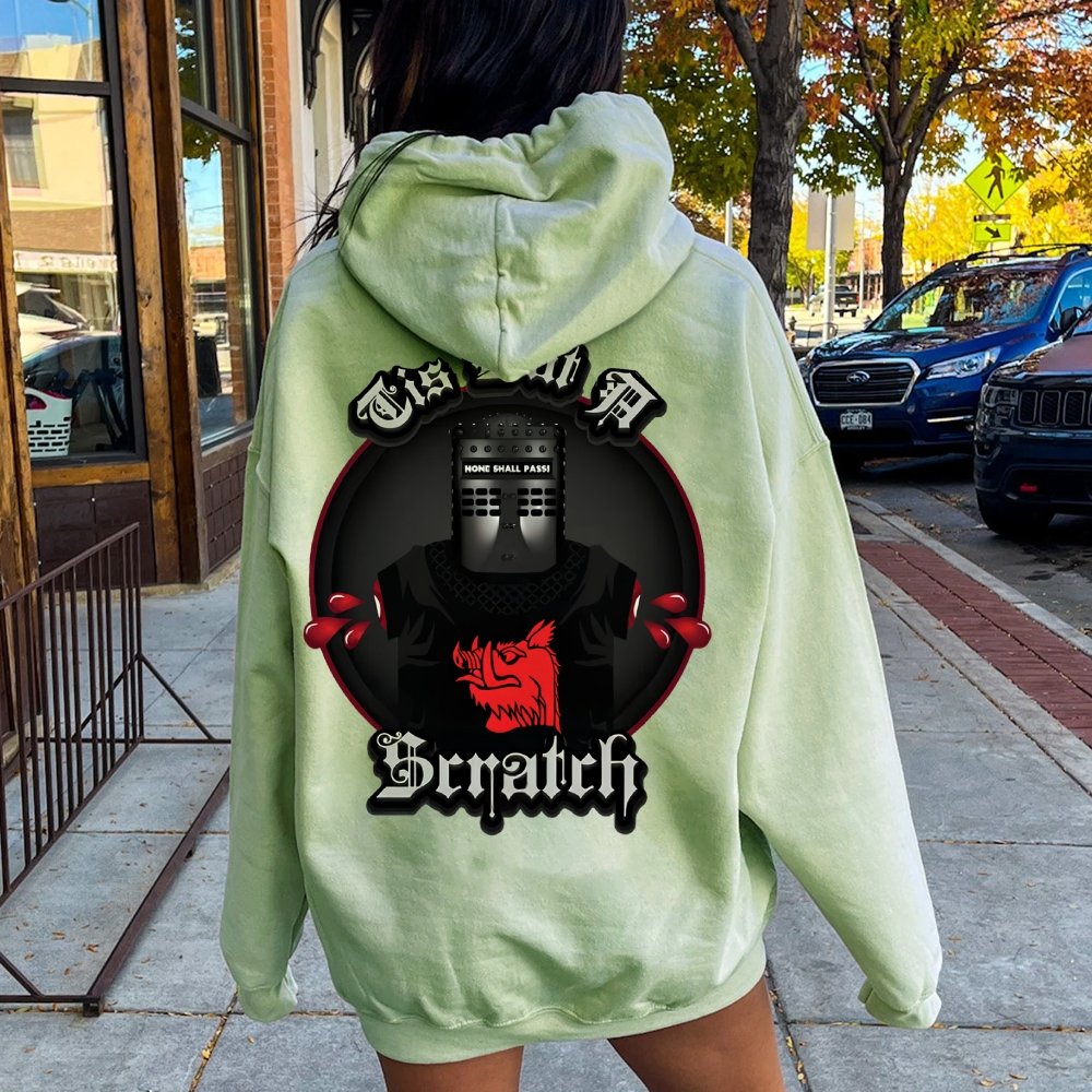 None Shall Pass - Tis But A Scratch Printed Back Unisex Cotton Hoodie