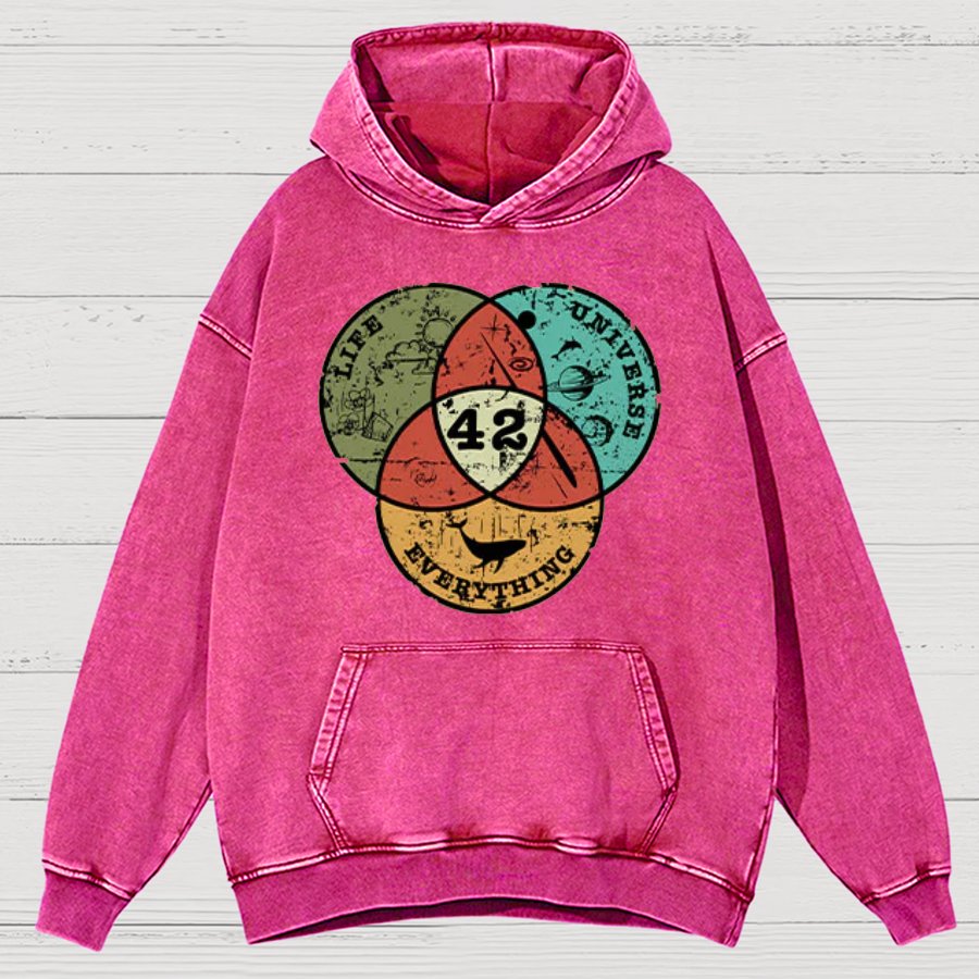 Life, the Universe & Everything Nerdy Graphic Cotton Vintage Distressed Hoodie
