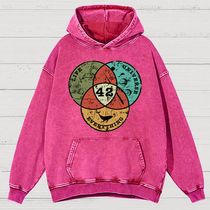 Life, the Universe & Everything Nerdy Graphic Cotton Vintage Distressed Hoodie