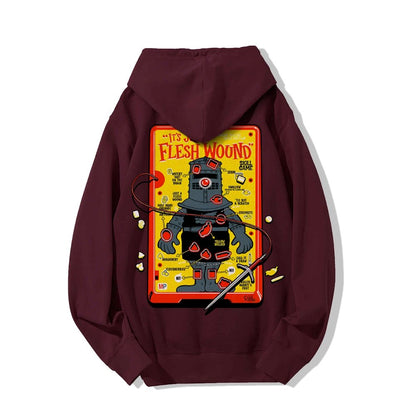 Flesh Wound Skill Game Nerdy Printed Back Cotton Hoodie