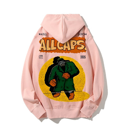 Vintage Hip-Hop Mf Graphic Printed Back Cotton Hoodie