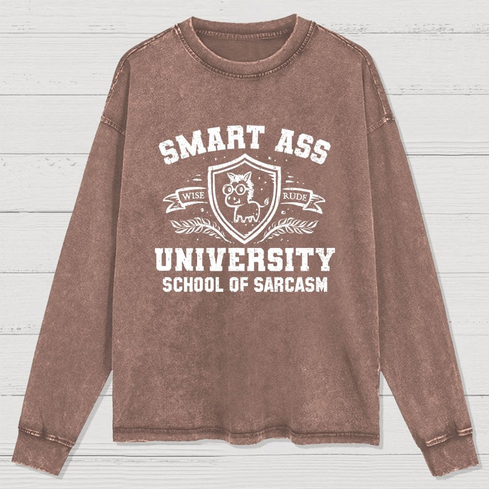 Smart Ass University Washed Long Sleeve Tee