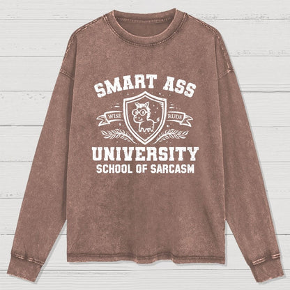 Smart Ass University Washed Long Sleeve Tee