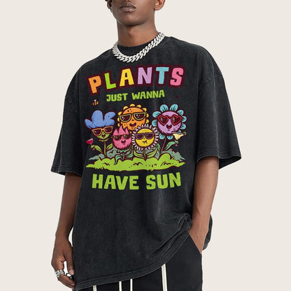 Plants Just Wanna Have Sun Vintage Distressed T-shirt