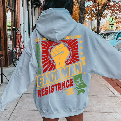 Galactic Resistance Printed Back Cotton Hoodie