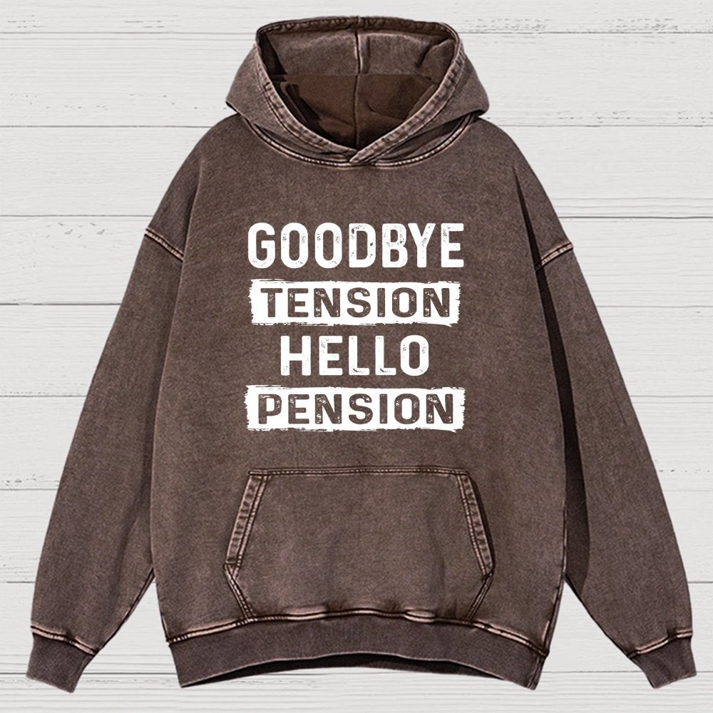 Funny Retirement Goodbye Tension Hello Pension Vintage Distressed Hoodie