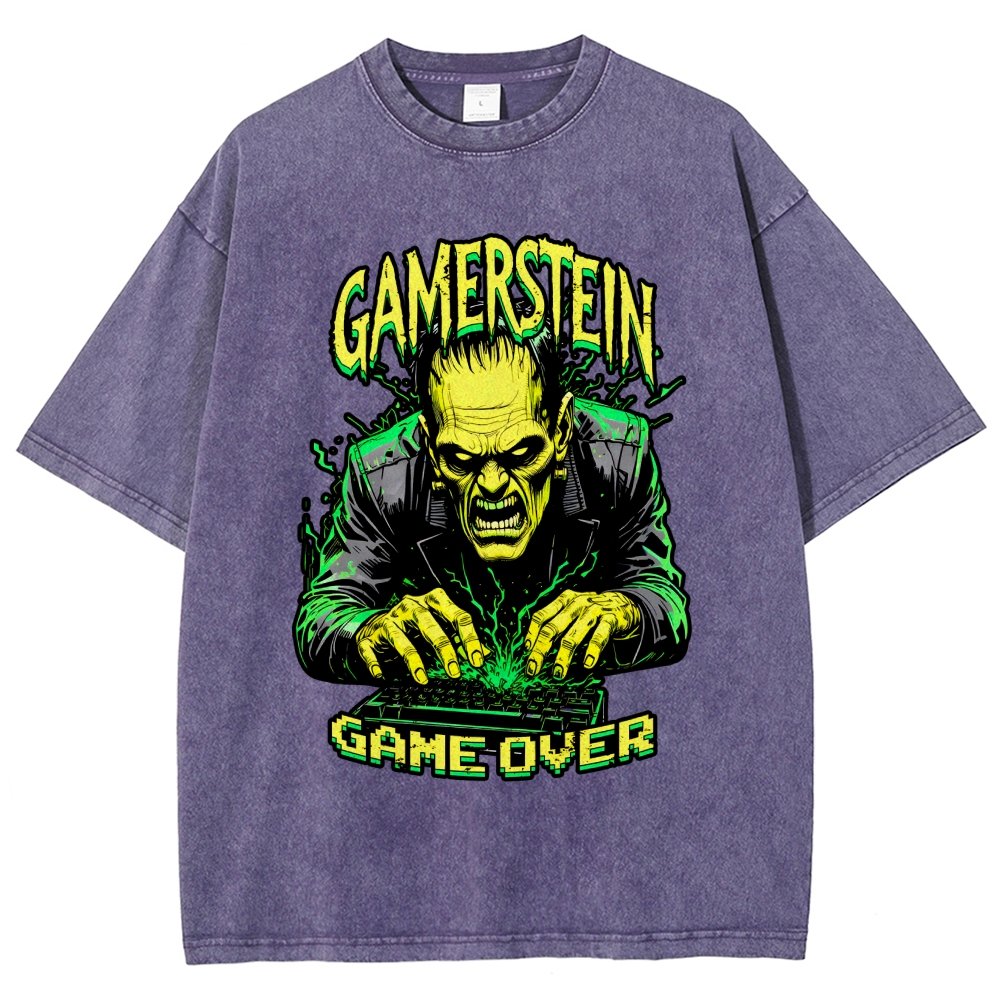 Gamerstein Game Over Funny Halloween Vintage Distressed T-shirt