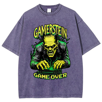 Gamerstein Game Over Funny Halloween Vintage Distressed T-shirt