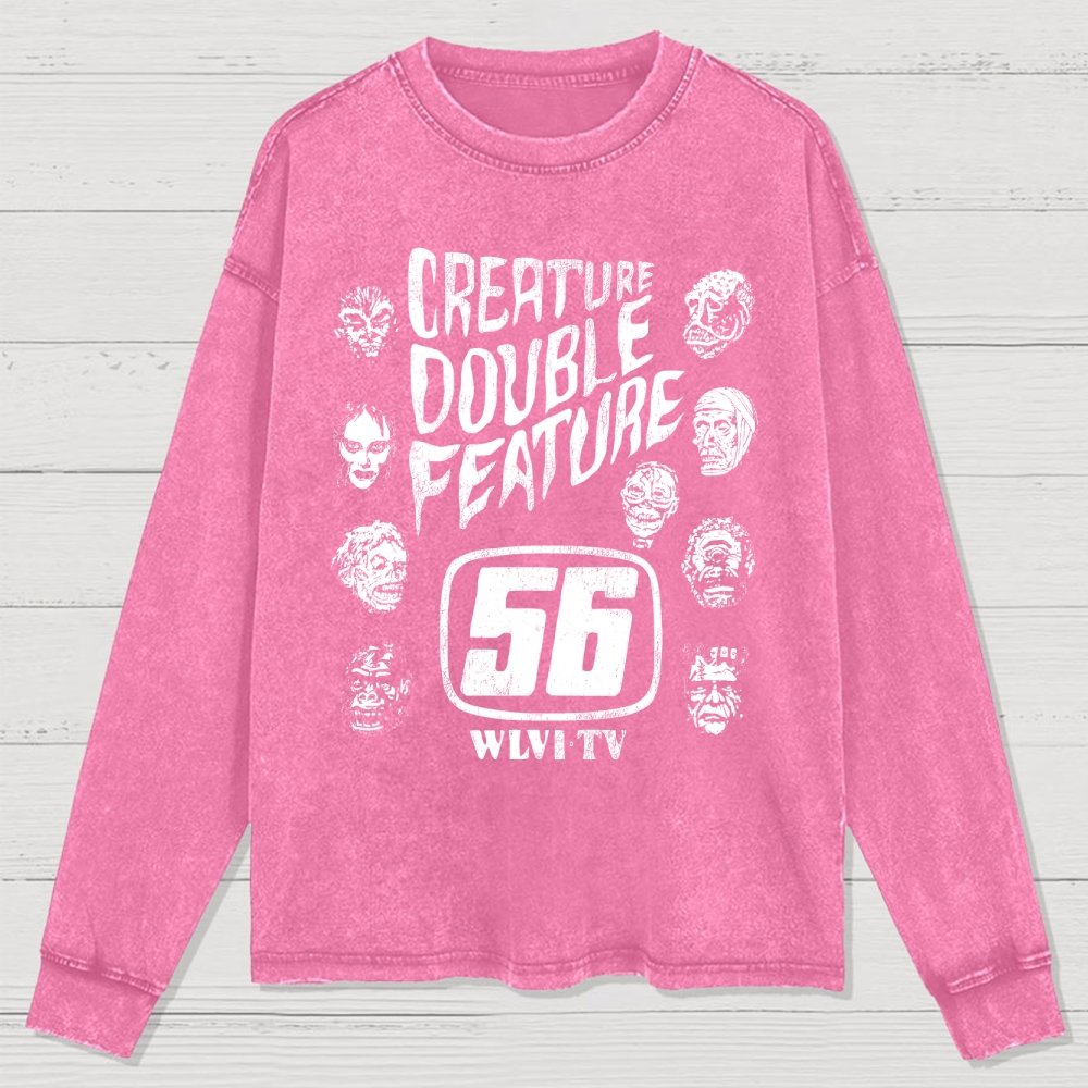 Creature Double Feature Classic Monsters Washed Long Sleeve Tee