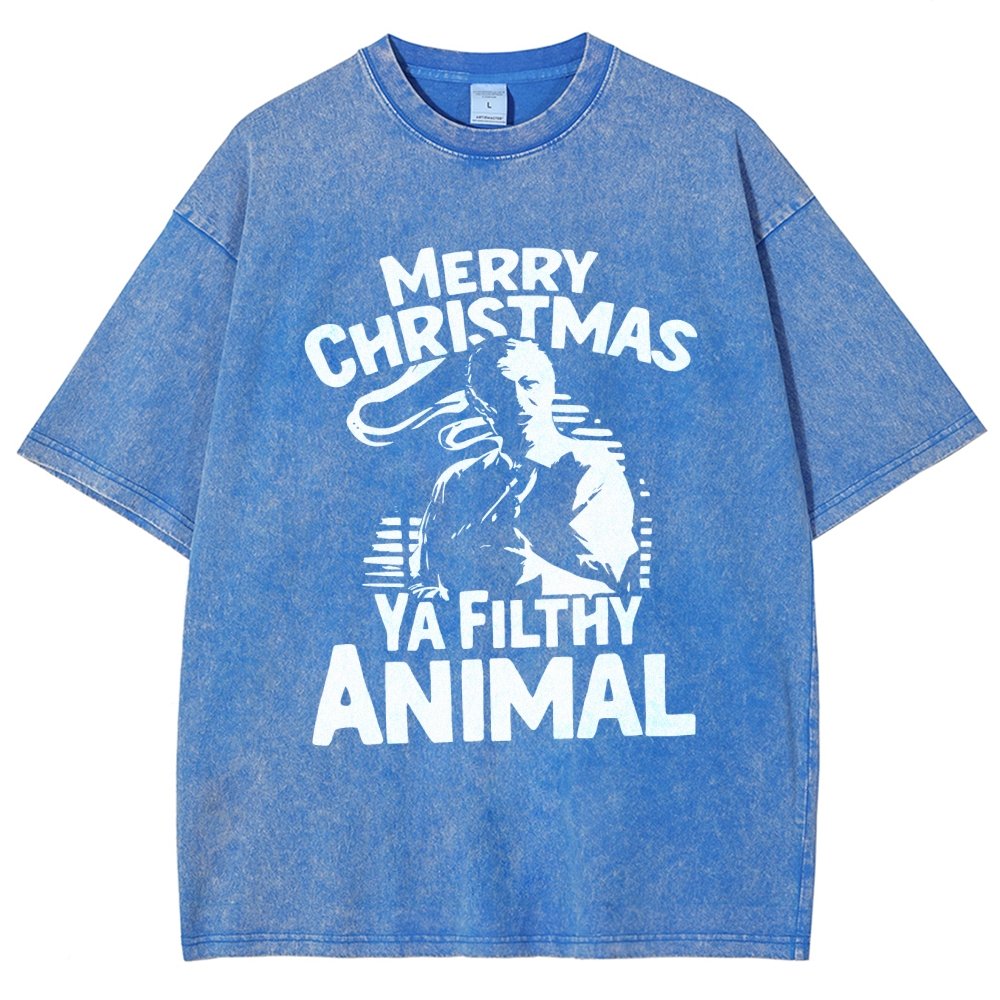 Merry Christmas Ya Filthy Animal Vintage Distressed T-shirt