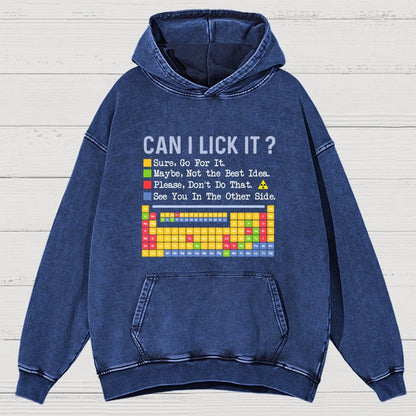 Can I Lick It Question Mark Periodic Table Of Elements Science Vintage Distressed Hoodie