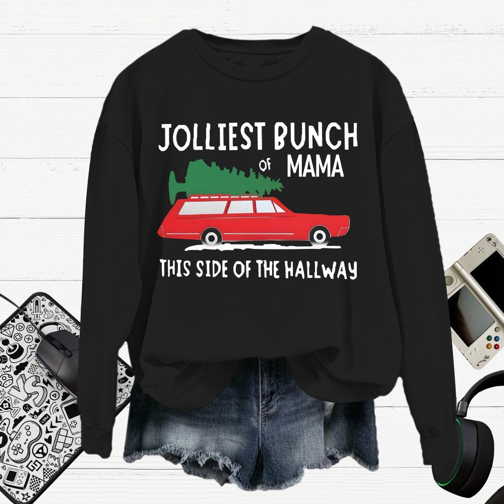 Jolliest Bunch Of MaMa Christmas Cotton Pullover Sweatshirt