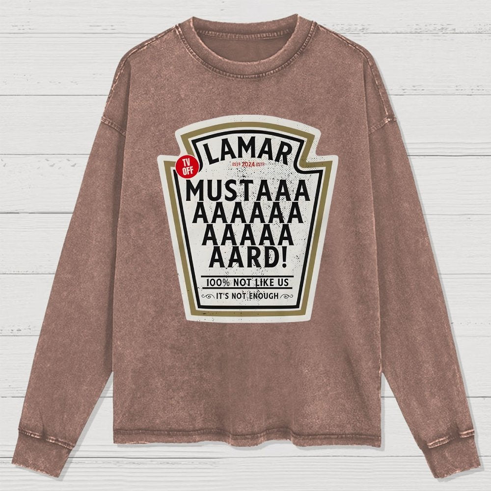 Lamar Mustard TV Off Essential Washed Long Sleeve Tee