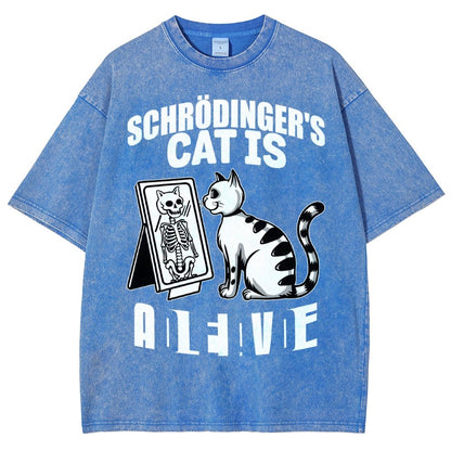 Schrödinger's Cat Dead And Alive Männer Vintage Distressed T-shirt