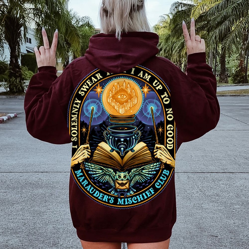 Mischief Club Printed Back Cotton Hoodie