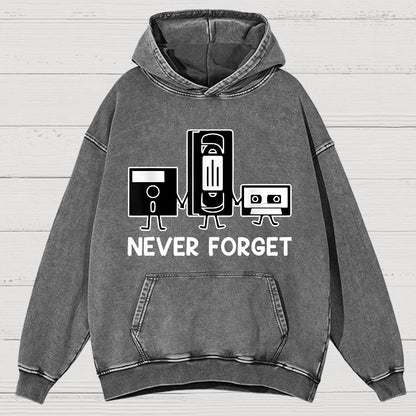 Never Forget Cassette Tape VHS Gamer Old School Funny Vintage Distressed Hoodie