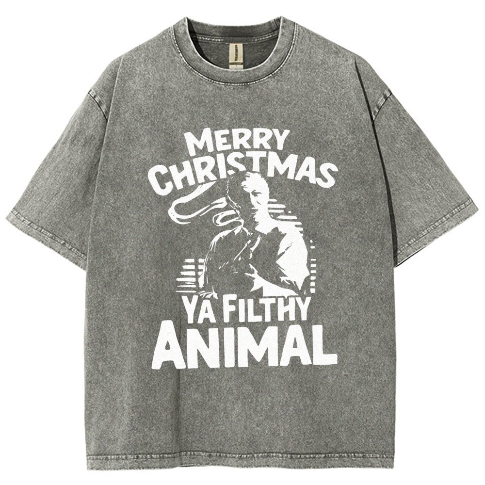 Merry Christmas Ya Filthy Animal Vintage Distressed T-shirt