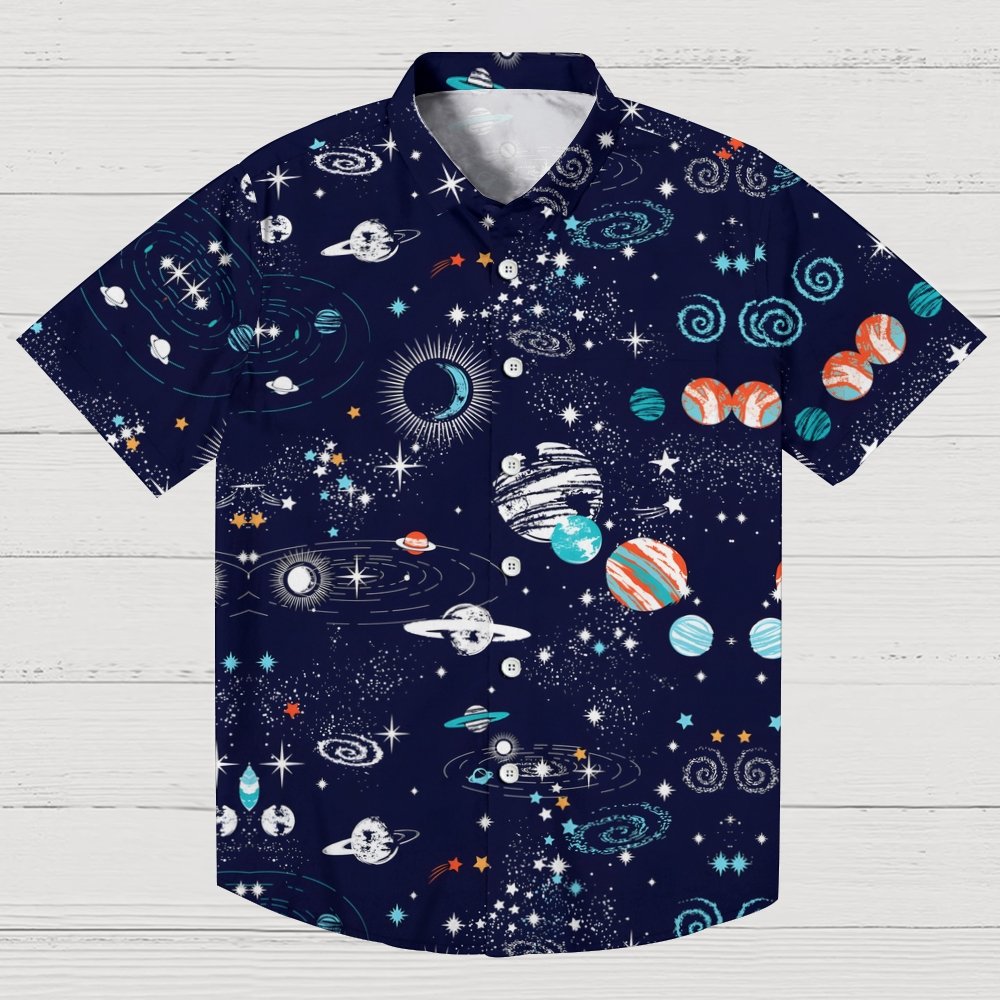 Universe Space Planet Print Geek Hawaiian Shirt