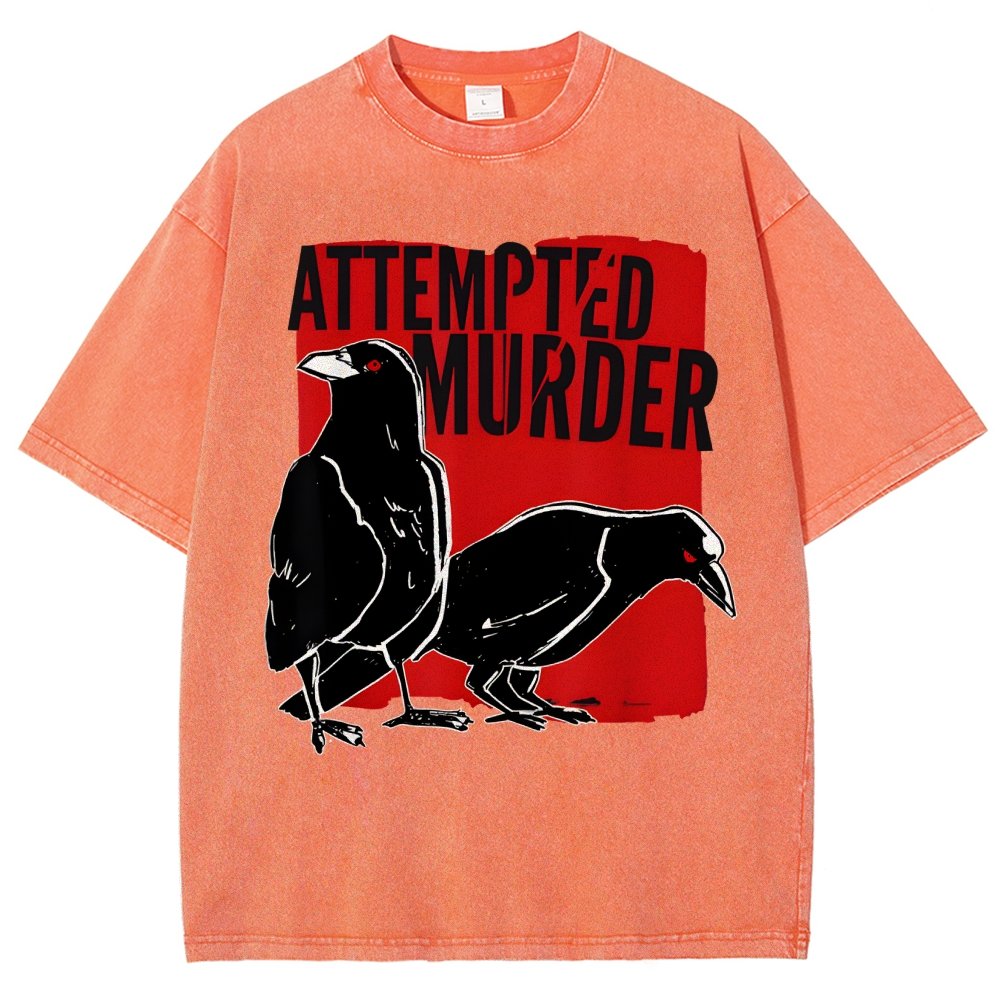 Attempted Murder Crow Vintage Distressed T-shirt