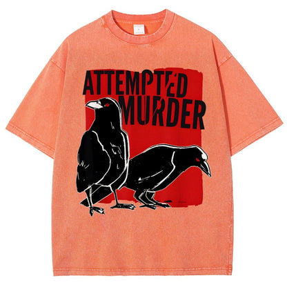 Attempted Murder Crow Vintage Distressed T-shirt