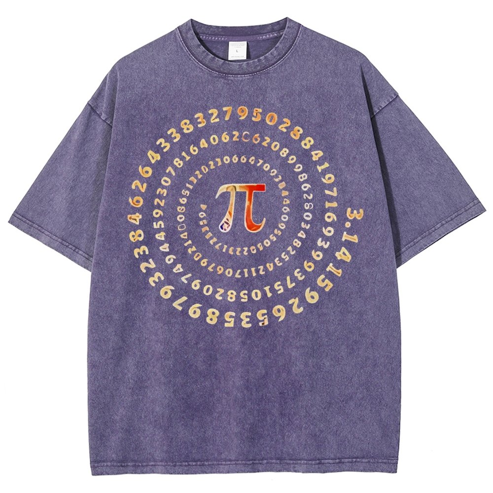 Pi Spiral Vintage Distressed T-shirt