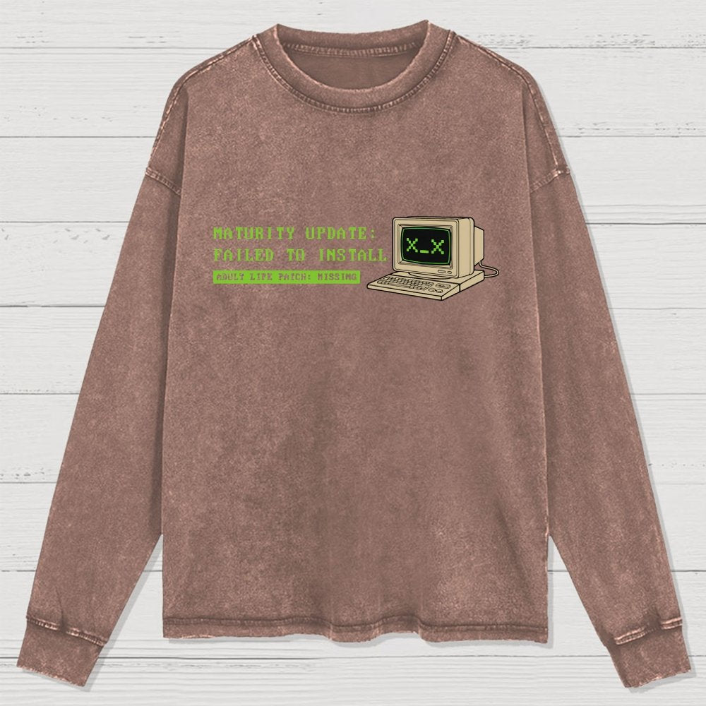 Adult Life Patch Missing Washed Long Sleeve Tee