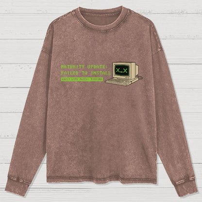 Adult Life Patch Missing Washed Long Sleeve Tee