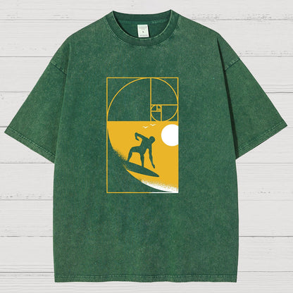 Golden Spiral Wave Geek Vintage Distressed T-shirt