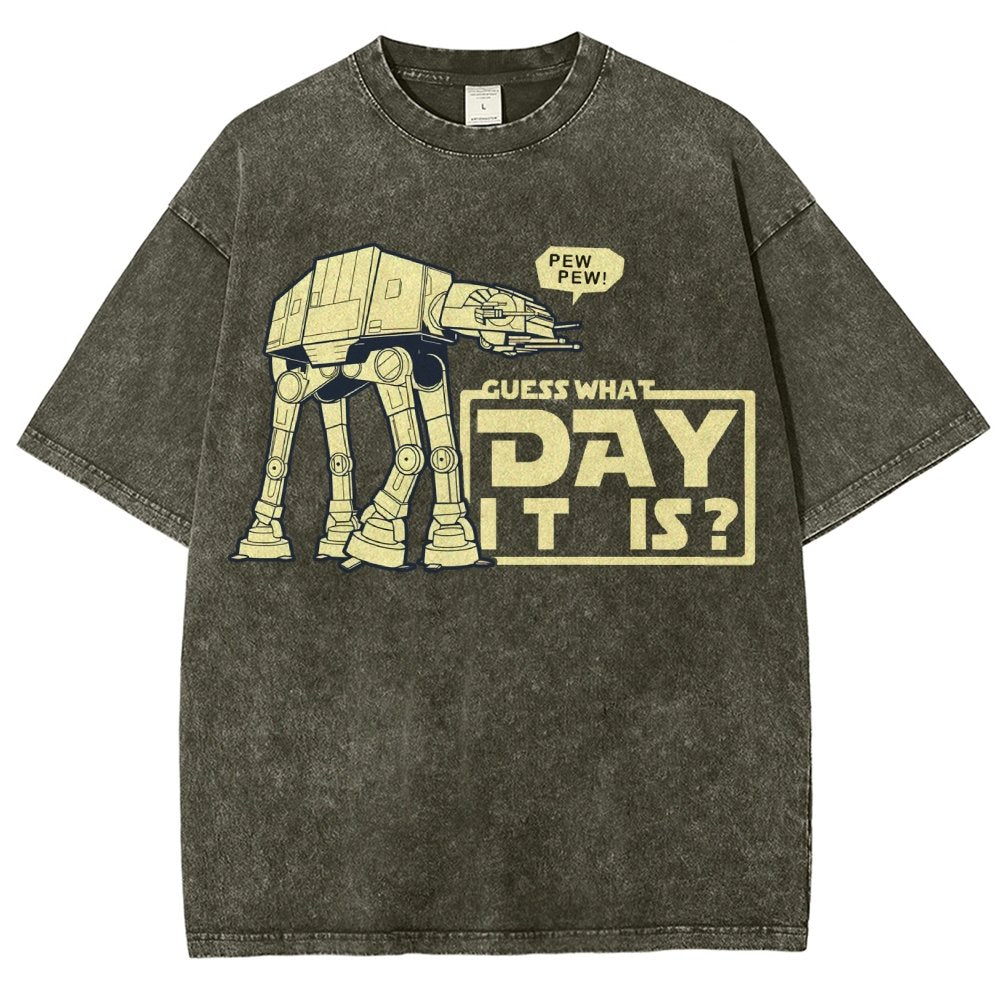 Pew Pew！Guess What Day It Is？ Vintage Distressed T-shirt