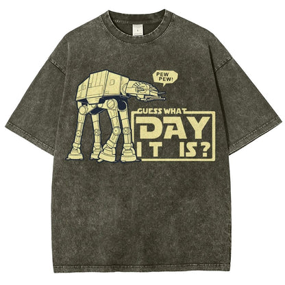 Pew Pew！Guess What Day It Is？ Vintage Distressed T-shirt