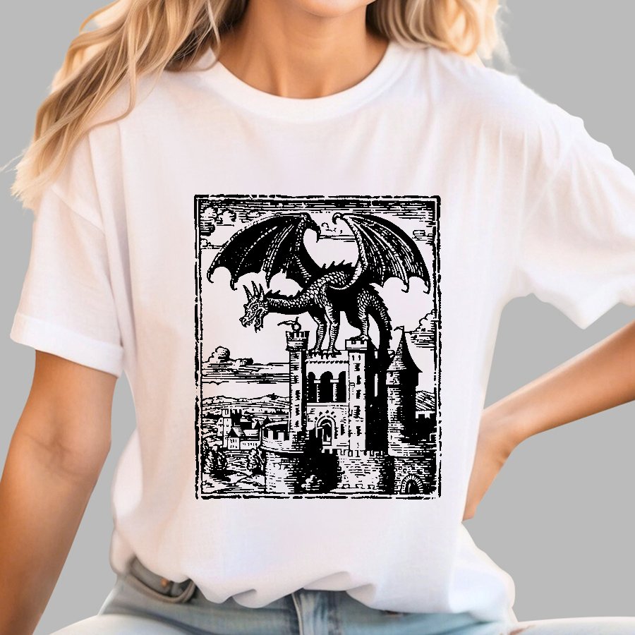 Dragon Vintage Dark Art Graphic Geek T-Shirt