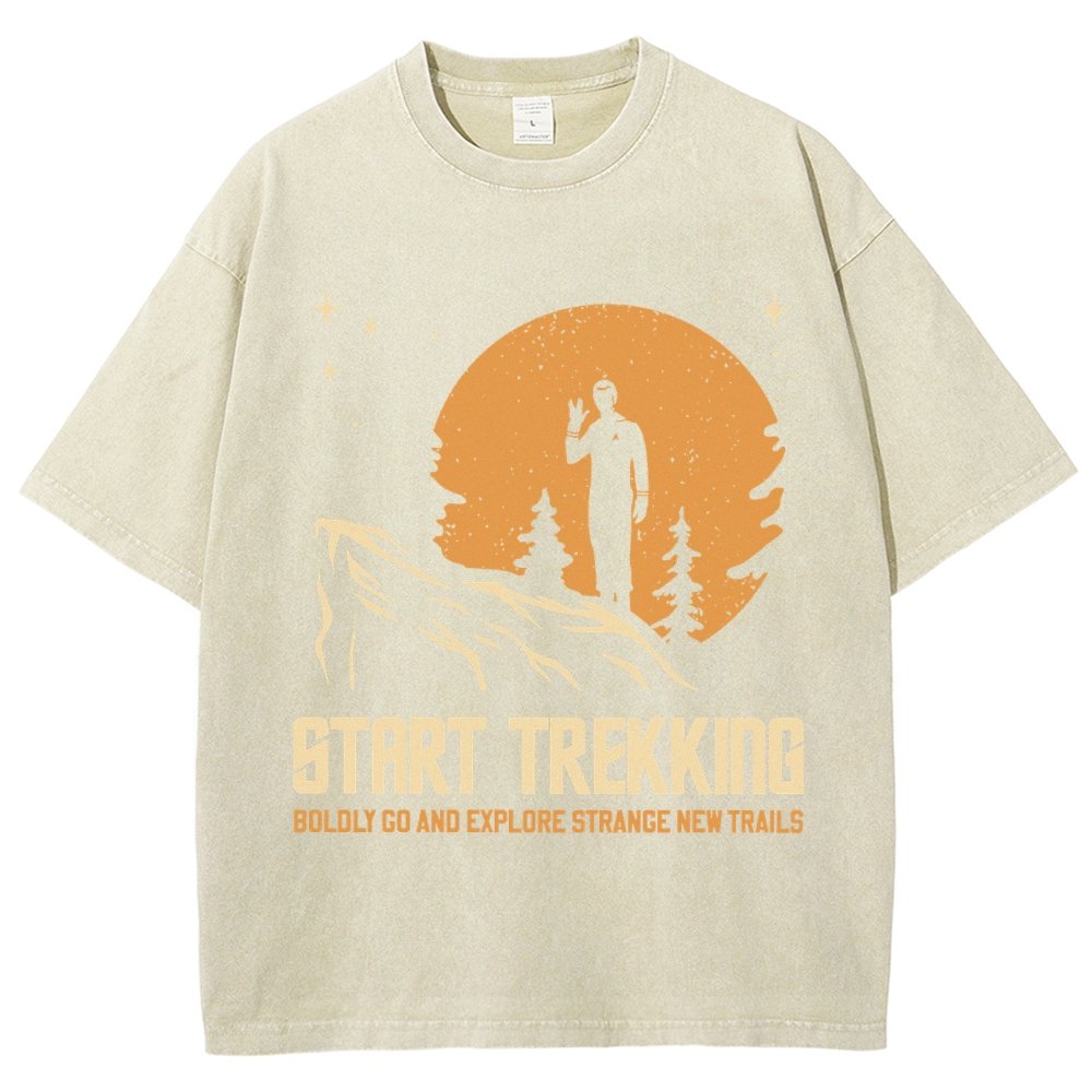 Start Trekking Boldly Go And Explore Uncharted New Trails Vintage Distressed T-shirt