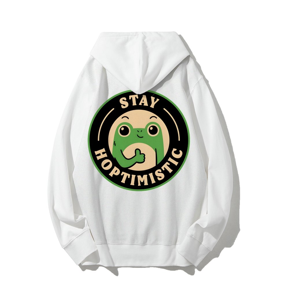 Stay Hoptimistic Printed Back Unisex Cotton Hoodie