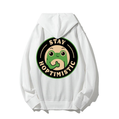 Stay Hoptimistic Printed Back Unisex Cotton Hoodie