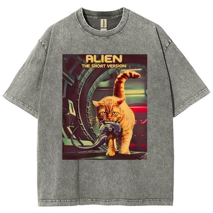 Mystery Cat Heavy Vintage Distressed T-shirt