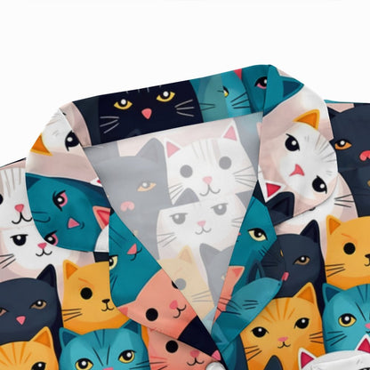 Cat Art Print Geek Long Sleeve Pajama Set