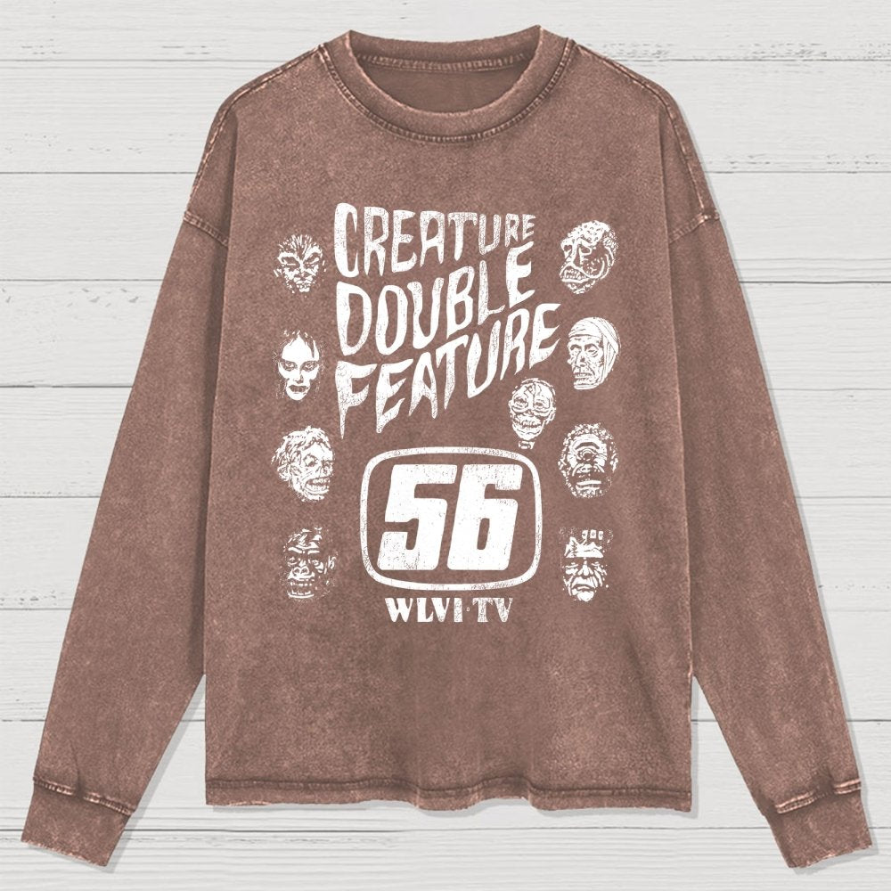 Creature Double Feature Classic Monsters Washed Long Sleeve Tee