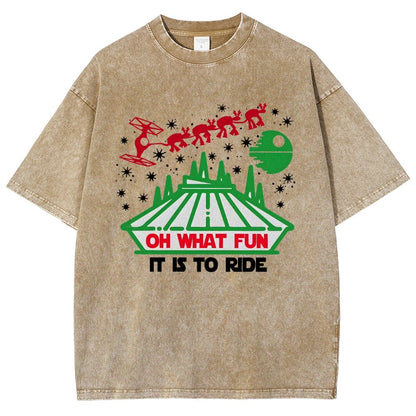 Oh！What Fun It Is To Ride Christmas Vintage Distressed T-shirt