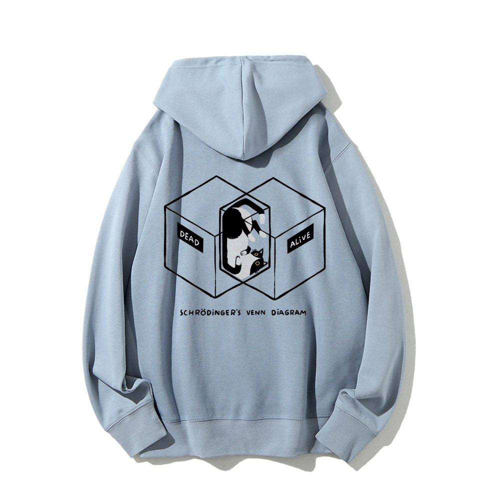 Schrodingers Venn Diagram Printed Back Unisex Cotton Hoodie
