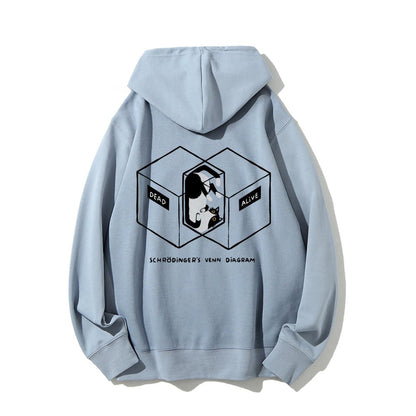 Schrodingers Venn Diagram Printed Back Unisex Cotton Hoodie